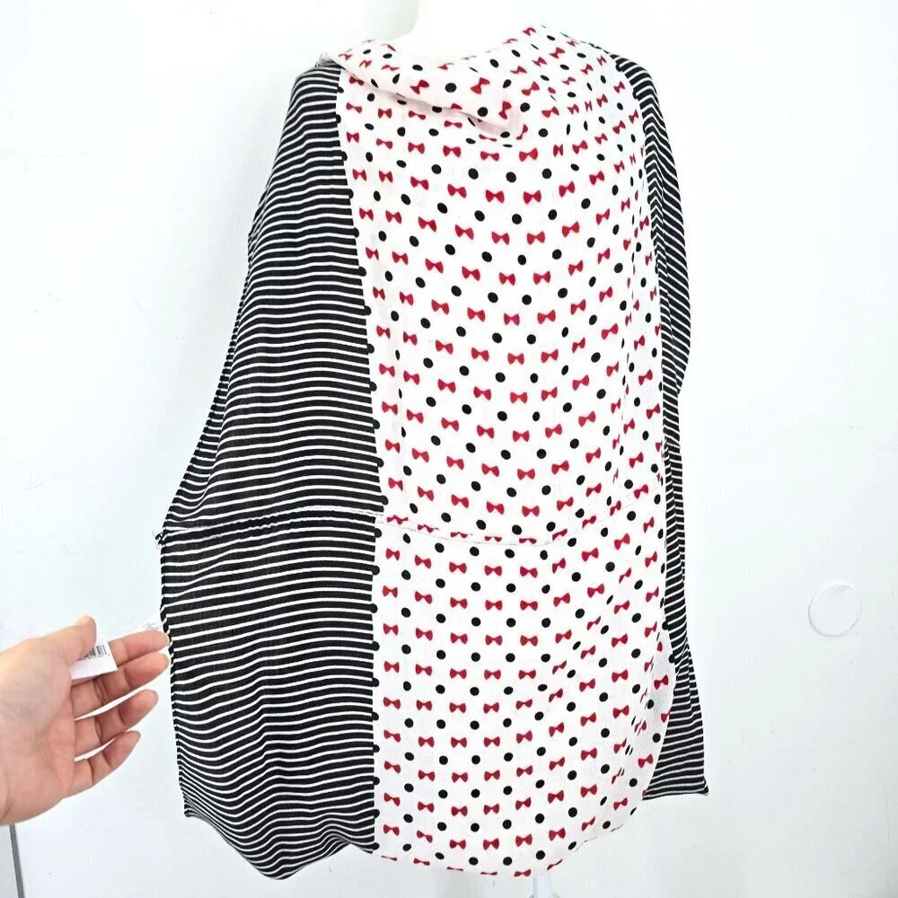 NWT Disney Parks Minnie Mouse Black White Red Infinity Scarf 31x35